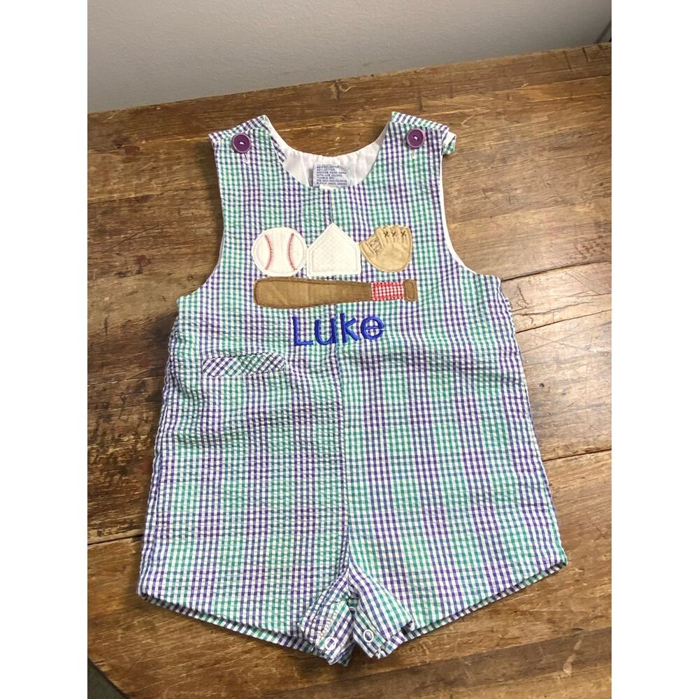 Samara "Luke" Baseball Seersucker Jon Jon size 4T‎